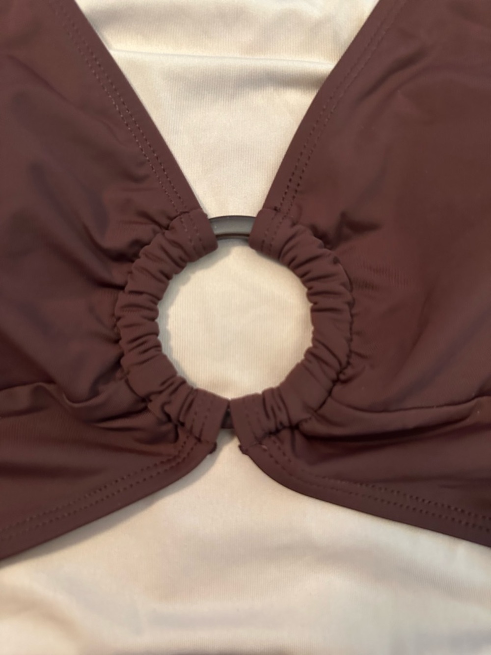 NWTS Cupshe Brown Long-Sleeve One-Piece Swimsuit with Front Ring Cutout Sz M - Picture 3 of 8